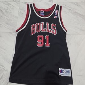 Champion Bulls 91 Dennis Rodman Basketball Jersey